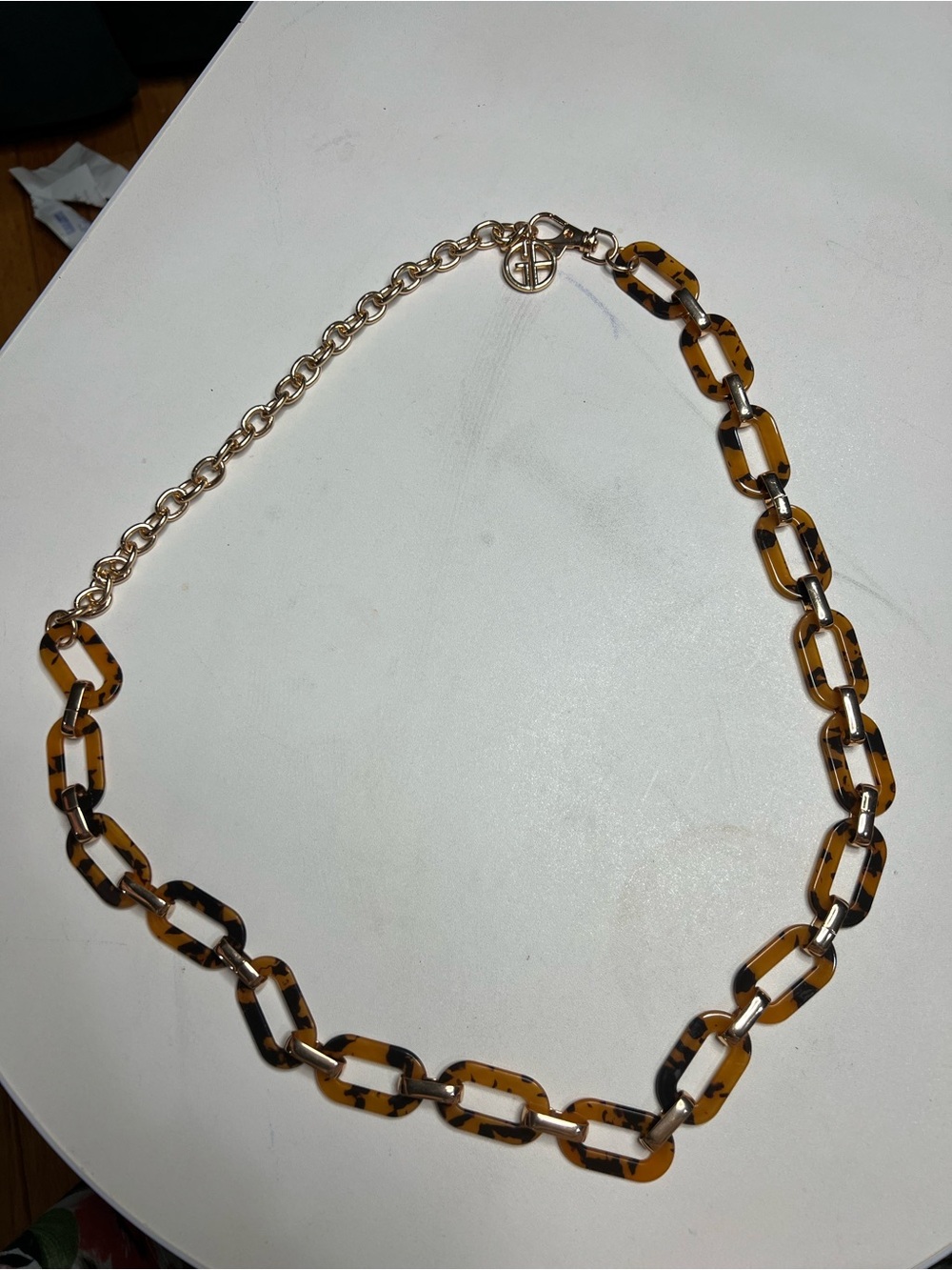 Gianni Bini Tortoiseshell-Link belt with Gold Chain